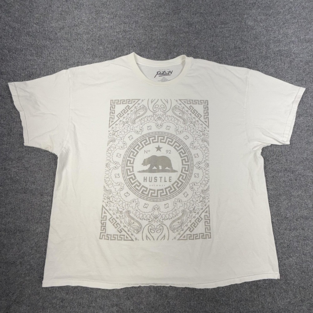 Popular Poison Shirt Mens 3XL White Hustle Bear No 92 Graphic Streetwear Tee